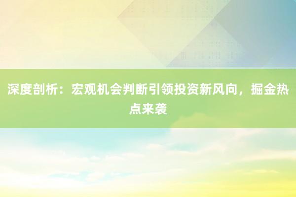 深度剖析：宏观机会判断引领投资新风向，掘金热点来袭