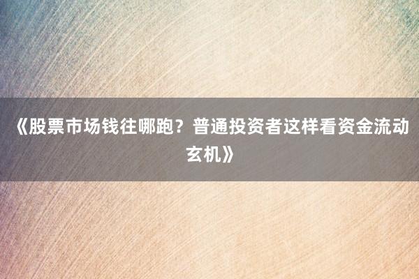 《股票市场钱往哪跑？普通投资者这样看资金流动玄机》
