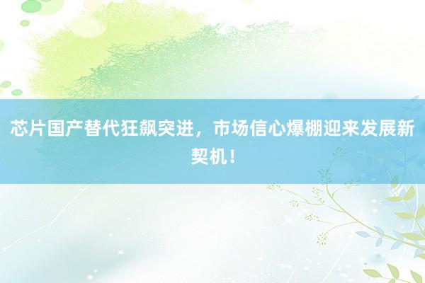芯片国产替代狂飙突进，市场信心爆棚迎来发展新契机！