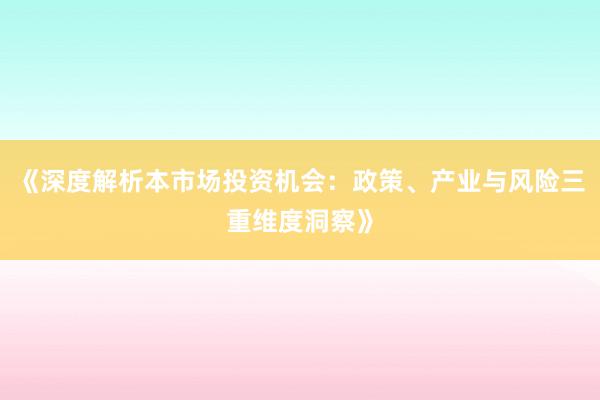 《深度解析本市场投资机会：政策、产业与风险三重维度洞察》