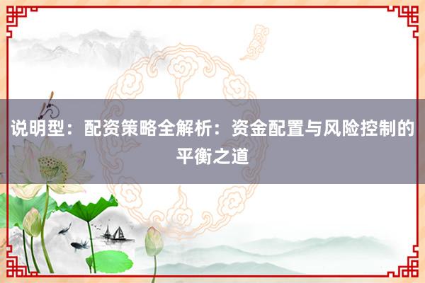说明型：配资策略全解析：资金配置与风险控制的平衡之道